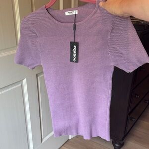 NWT Zeagoo Women's Lavender Short Sleeve Top Sz L